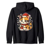 Calico Cat Knits Santa Hat Zip Hoodie