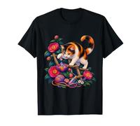 Calico Cat Luminous Flower Droplets Garden Adventure T-Shirt