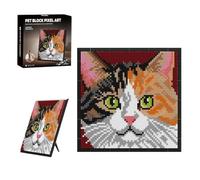 Calico Cat Micro Mini Building Blocks with Frame Pet Portrait Model Kit