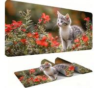 Calico Cat Mouse Pad 700x300x3 mm, Gaming Accessories Mouse Mat - Mousepad with Non-Slip Base and Stitched Edge Compatible with Laser and Optical Mice Table Pad for Gaming Office Work (70x30) j0xk-701