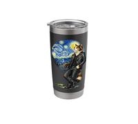 Calico Cat Smoking Starry Night Painting Van Gogh Funny Tee Stainless Steel Insulated Tumbler