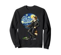 Calico Cat Smoking Starry Night Painting Van Gogh Funny Tee Sweatshirt