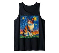 Calico Cat Starry Night Van Gogh Inspired Tri-Color Cat Tank Top