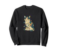 Calico Cat Tangled Christmas Lights Cute Festive Holiday Sweatshirt
