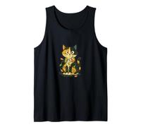 Calico Cat Tangled Christmas Lights Cute Festive Holiday Tank Top