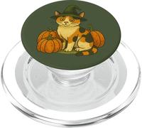 Calico Cat Witch Halloween Pumpkin Patch Magic PopSockets PopGrip for MagSafe