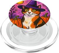 Calico Cat Witch Halloween Pumpkin Patch Magic PopSockets PopGrip for MagSafe