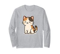 Calico Kawaii Cat Drawing. Cute Animal Artwork Long Sleeve T-Shirt