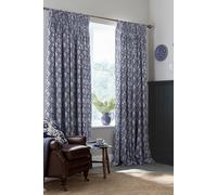 Burleigh For Bedeck Calico Lined Curtains 66x72 Blue