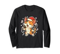 Calico Santa Cat Singing Long Sleeve T-Shirt