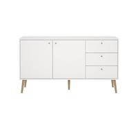 CALICOSY 2-Door, 3-Drawer Sideboard With Wooden Legs, 147.2 Cm Wide - TARP in White CALICOSY White