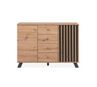 CALICOSY 2-Door, 4-Drawer Sideboard In Artisan Oak Finish, 118 Cm Wide - LUBLIN in Light Brown CALICOSY Light Brown