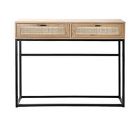 CALICOSY 2-Drawer Console Table With Rattan Cane, 100Cm Wide - JAYA in Light Brown CALICOSY Light Brown