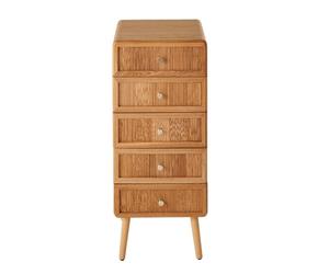 CALICOSY 5-Drawer Chest With Slatted Fronts, 100 Cm High - AVA in Light Brown CALICOSY Light Brown