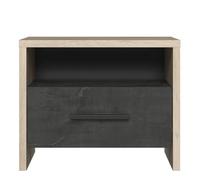 CALICOSY Bedside Table With 1 Drawer & 1 Shelf, Oak & Black Finish in Light Oak CALICOSY Light Oak