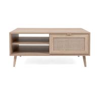 CALICOSY Coffee Table With 2 Niches, 100 Cm Long - Rattan Print - BALI in Light Brown CALICOSY Light Brown