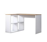 CALICOSY Corner Desk In Oak & White Finish, 120 Cm Wide - CASSIE in Light Oak CALICOSY Light Oak