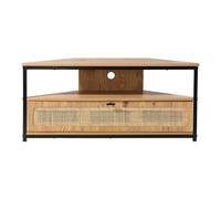 CALICOSY Corner TV Unit With 1 Door & Rattan Caning, 100 Cm Wide - JAYA in Light Brown CALICOSY Light Brown