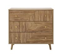 CALICOSY EDEN 3-Drawer Chest With Slatted Fronts in Light Brown CALICOSY Light Brown