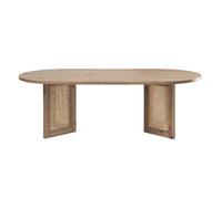CALICOSY Oval Coffee Table With Rattan Legs, 120 Cm Long - TALIA in Light Brown CALICOSY Light Brown