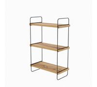 CALICOSY PULALIS Wall-Mounted Hanging Shelf In Pine Wood & Black Finish, 66 … in Light Brown CALICOSY Light Brown