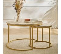 CALICOSY Set Of 2 Round Nesting Coffee Tables, 70 Cm Long - LENNY in Cream CALICOSY Cream