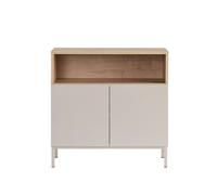 CALICOSY Small Sideboard With 2 Doors & 1 Niche, 80 Cm Wide - OLIVER in Beige CALICOSY Beige