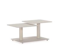 CALICOSY Swivel Coffee Table With Square Glass Tops, 114 Cm Long - KAYA in Beige CALICOSY Beige