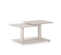 CALICOSY Swivel Coffee Table With Square Glass Tops, 114 Cm Long - KAYA in Cream CALICOSY Cream