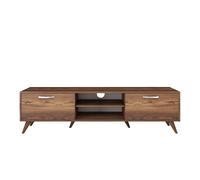 CALICOSY TV Unit, 2 Drop-Down Doors, 2 Open Niches In The Middle, Walnut Wood in Dark Brown CALICOSY Dark Brown