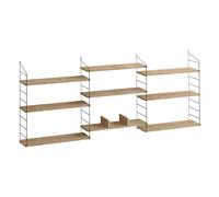CALICOSY Wall-Mounted Hanging Shelf With 9 Shelves, Oak Finish, L216 Cm in Light Brown CALICOSY Light Brown