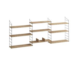CALICOSY Wall-Mounted Hanging Shelf With 9 Shelves, Oak Finish, L216 Cm in Light Brown CALICOSY Light Brown