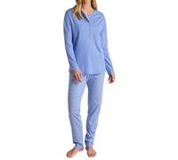 CALIDA Daylight Dreams Women's Long Pyjamas 100% Cotton Breathable and Climate Regulating, Hydrangea Blue, 36-38