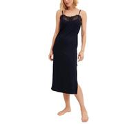 CALIDA Elegant Dreams Women's Nightdress with Spaghetti Straps, Length 125 cm, Lace Decorated V-Neck, Soft and Flowy, Dark Lapis Blue, 48-50