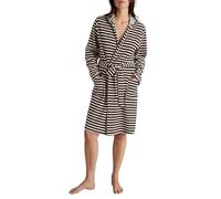 CALIDA Lounge Stripe Women's Bathrobe, Length 100 cm, Made from 100% Soft Organic Cotton, Soft Cuffs for Extra Warmth, Easy Care, black, 36-38