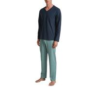 CALIDA Men's Relax Imprint Pajama Set, Opaque, Dark Sapphire, 40