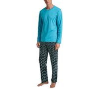 CALIDA Relax Enjoy Men's Extra Smooth Fine Interlock Cotton Long Pyjamas, Dark Sapphire, 46-48