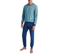 CALIDA Relax Imprint Men's Cuffed Pyjamas 100% Cotton, Pottery Blue, 46-48