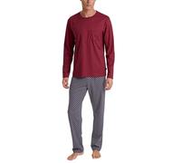 CALIDA Relax Imprint Men's Long Pyjamas, Made from 100% Cotton, Easy Care, Elastic and Dimensionally Stable, in Single Jersey, Mars Red, 40