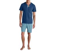 CALIDA Men's Relax Imprint Pajama Set, Pottery Blue, 46-48