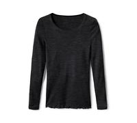 CALIDA True Confidence Women's Long-Sleeved Shirt, Made of Wool Silk, Fine Rib, Temperature Balancing and Odour-Neutralising