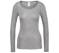 CALIDA True Confidence Women's Long-Sleeved Shirt, Made of Wool Silk, Fine Rib, Temperature Balancing and Odour-Neutralising, Platinum Melé_, 14-16