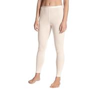 CALIDA True Confidence Women's Virgin Wool and Silk Leggings Fine Rib Thermal and Odour-Neutralising, Light Ivory, 48W