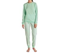 CALIDA Women's Flower Nights Pajama Set, Opaque, Soft Green, 52-54