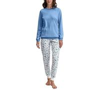 CALIDA Women's Flower Nights Pajama Set, Riviera Blue, 40-42