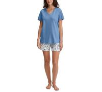CALIDA Women's Flower Nights Pajama Set, Riviera Blue, 44-46