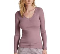 CALIDA Women's Richesse Lace Longsleeve T-Shirt, Semi-Transparent, Elderberry, 10 UK/12 UK