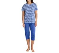 CALIDA Women's Shell Nights Pajama Set, Dazzling Blue, 36-38