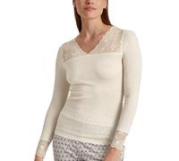 CALIDA Women's Silky Wool Glam T-Shirt, Charm Cream, 14-16