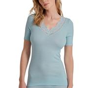 CALIDA Women's Silky Wool Joy T-Shirt, Semi-Transparent, Sterling Blue, 14-16